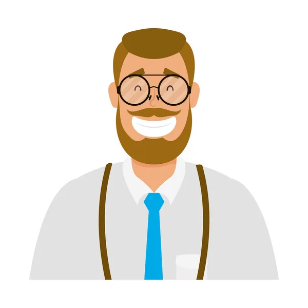 Joven con carácter avatar barba — Vector de stock