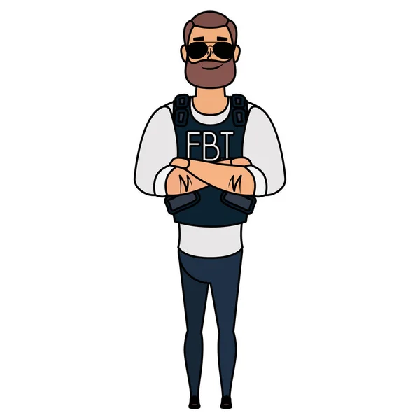 Joven con agente del FBI barba — Archivo Imágenes Vectoriales