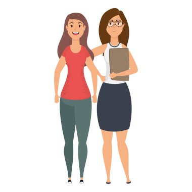 Şirin genç iş kadınları karakterleri avatarlar