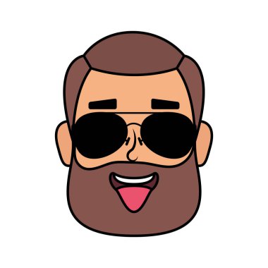 Sakallı ve güneş gözlüklü genç adam.