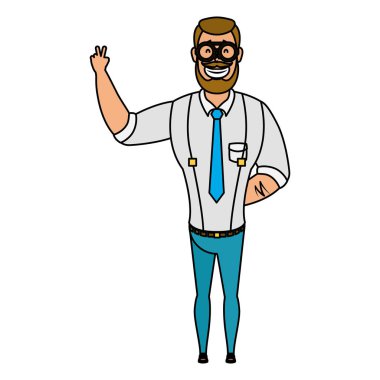 Sakallı ve cam karakterli genç adam.