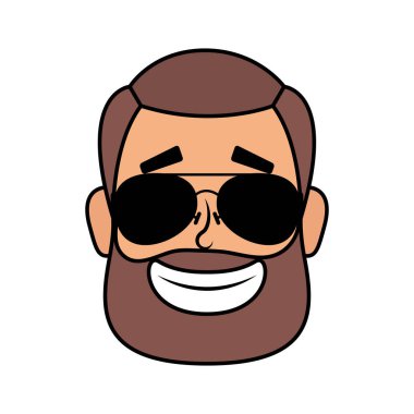 Sakallı ve güneş gözlüklü genç adam.