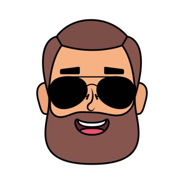 Sakallı ve güneş gözlüklü genç adam.