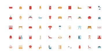 Mobilya seti simgeleri demeti