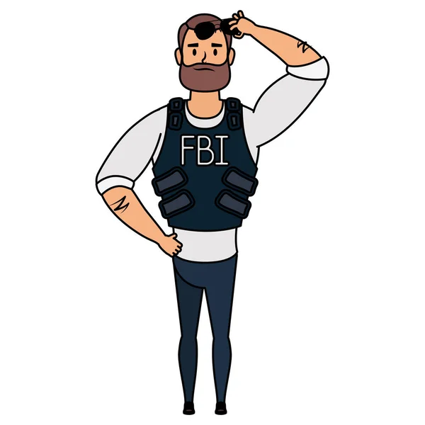 Joven con agente del FBI barba — Vector de stock
