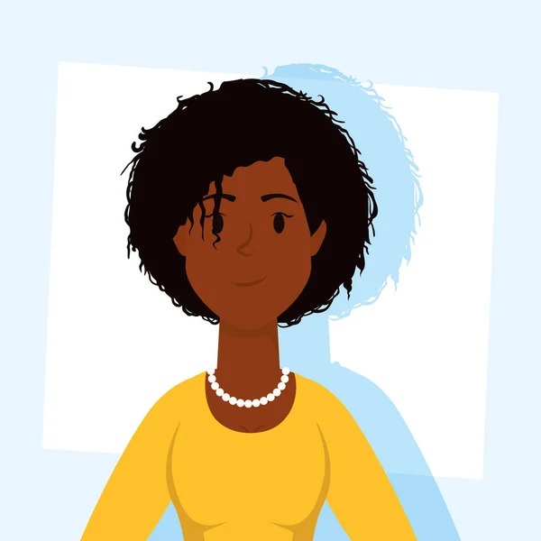 Afro joven mujer avatar carácter — Vector de stock