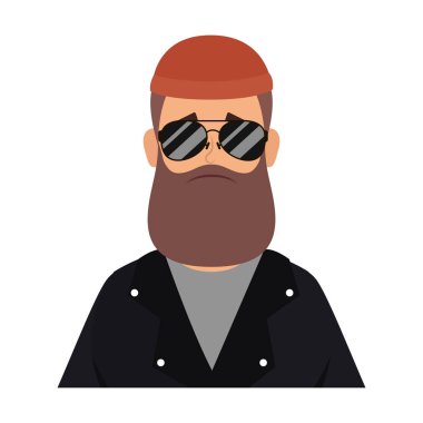 Motosikletli, sakallı, karakterli adam.