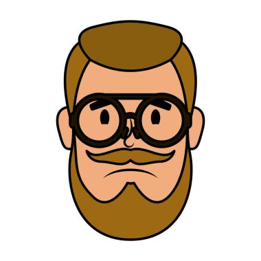 Sakallı ve gözlüklü genç adam.