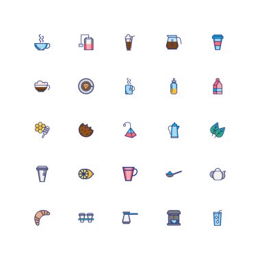 Kahve seti simgeleri demeti