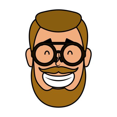 Sakallı ve gözlüklü genç adam.