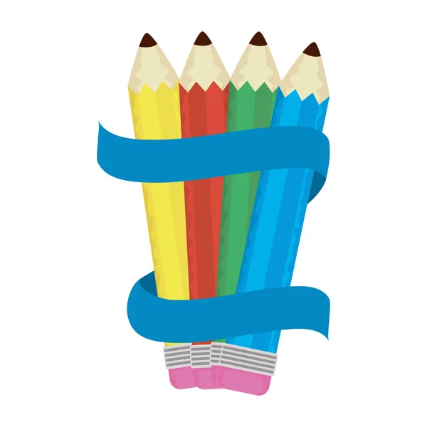 Set lápices colores con cinta — Archivo Imágenes Vectoriales