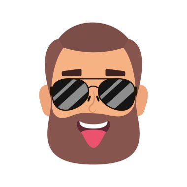 Sakallı ve güneş gözlüklü genç adam.