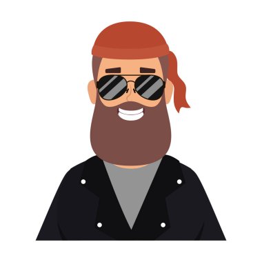 Motosikletli, sakallı, karakterli adam.