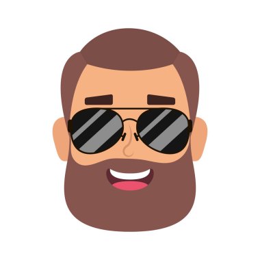 Sakallı ve güneş gözlüklü genç adam.