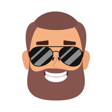 Sakallı ve güneş gözlüklü genç adam.