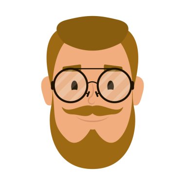 Sakallı ve gözlüklü genç adam.