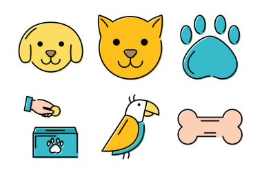 Bir deste maskot ve aksesuar.