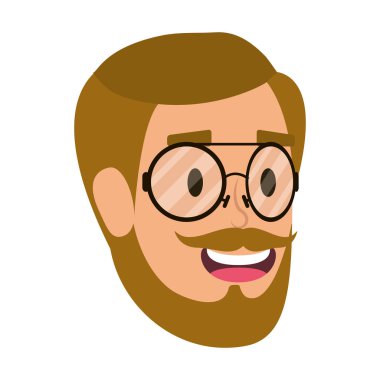 Sakallı ve gözlüklü genç adam.