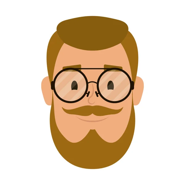 髭と眼鏡を持った若い男の頭が — ストックベクタ