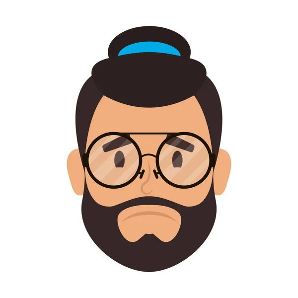 Jongeman met een baard met hoed en bril — Stockvector