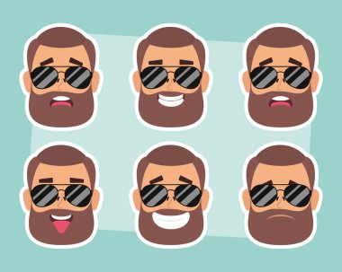 Sakallı ve güneş gözlüklü bir grup adam.