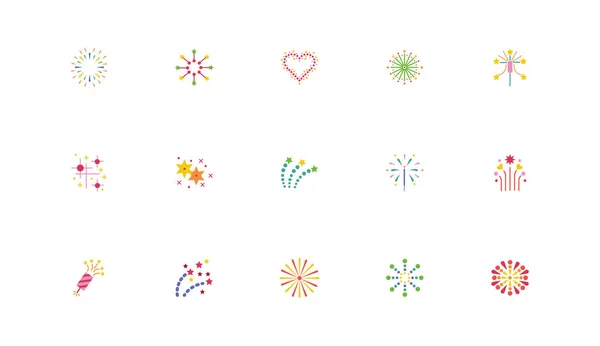 Bündel von Feuerwerk Explosion Splash Set Symbole — Stockvektor