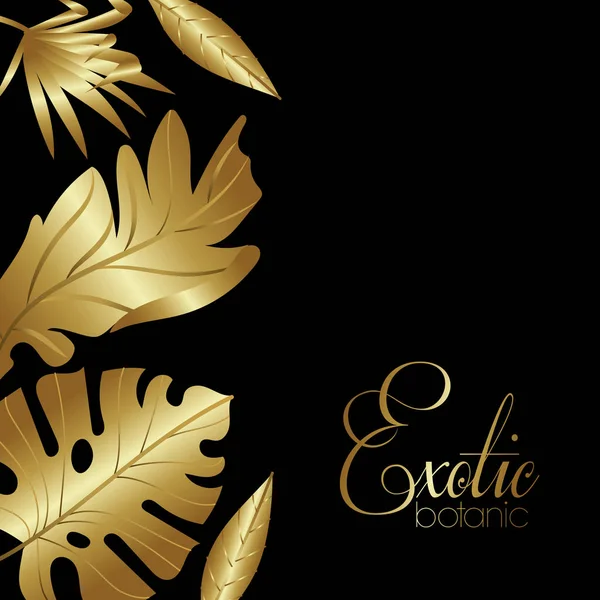 Luxe exotique botanique décoration dorée — Image vectorielle