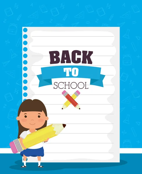 Back to school card with schoolgirl — 스톡 벡터