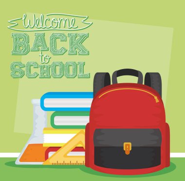 Okul çantalı okul kartına ve ders kitaplarına geri dön