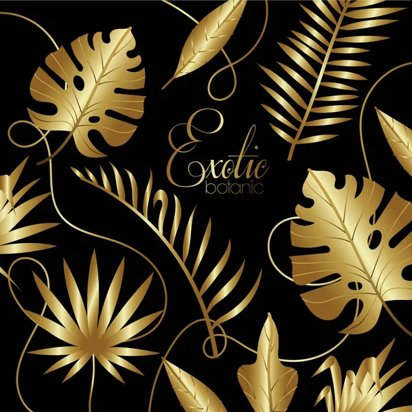 Luxe exotische plantkunde gouden decoratie — Stockvector