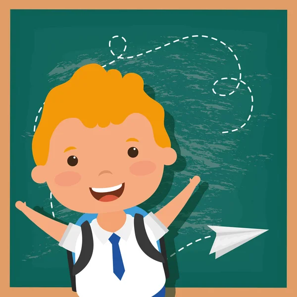 Back to school card with student boy — Stock Vector