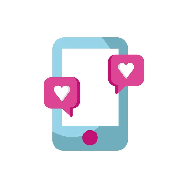 Happy valentines day smartphone with hearts chat — ストックベクタ