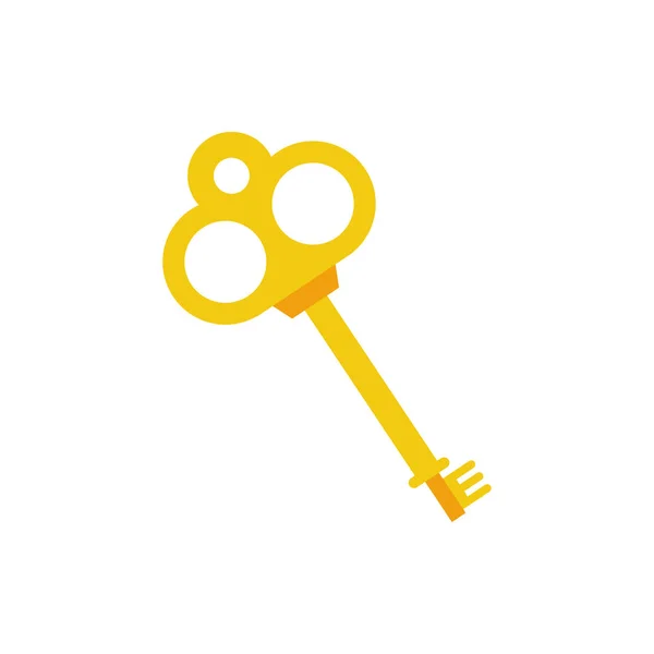 Retro chave dourada ícone isolado objeto de conto de fadas —  Vetores de Stock