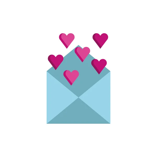 Envelope feliz dia dos namorados com corações — Vetor de Stock
