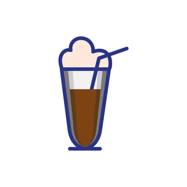 Ijskoffie in kopje drinken geïsoleerd pictogram — Stockvector
