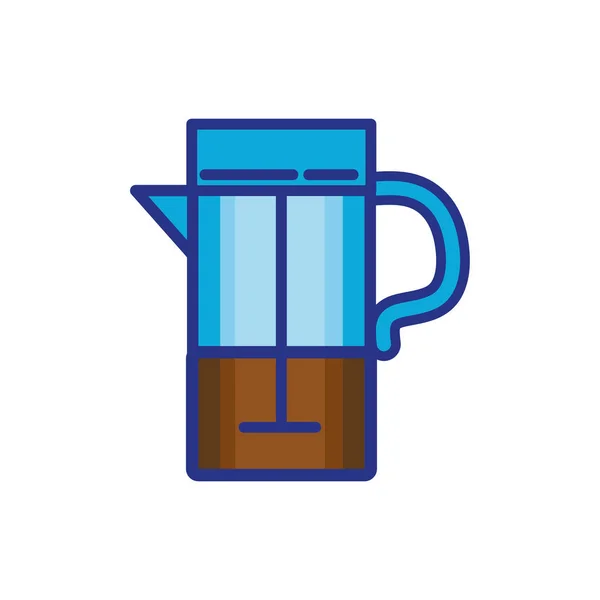 Café en la tetera bebida icono aislado — Vector de stock