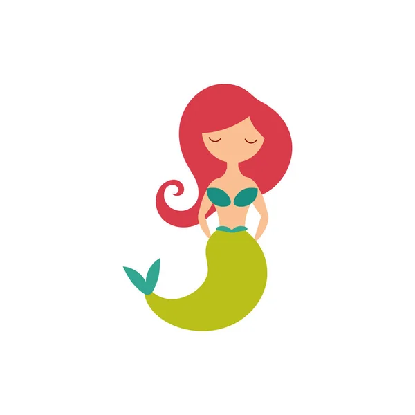 Mermaid fairytale character isolated icon — ストックベクタ