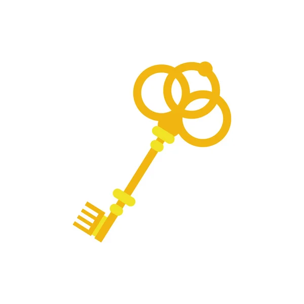 Retro golden key fairy object isolated icon — стоковый вектор