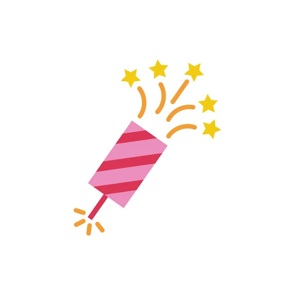 Firework rocket with stars flat style icon — ストックベクタ