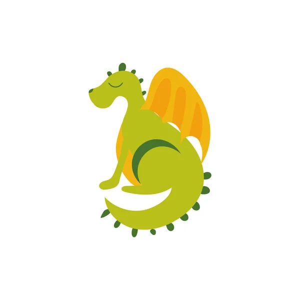Dragon beast fairytale character icon — Stock Vector