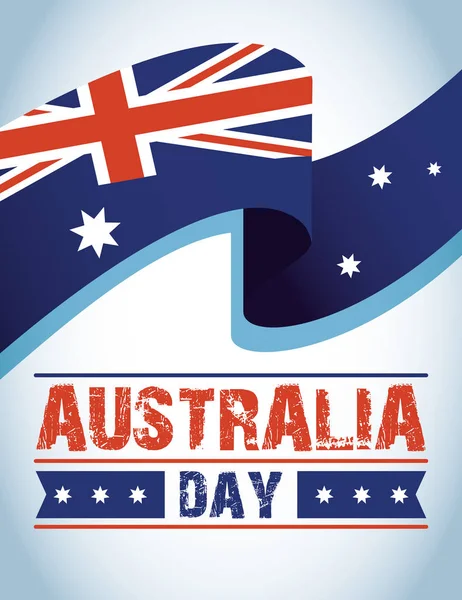Australia day celebration with flag waving — Stock Vector