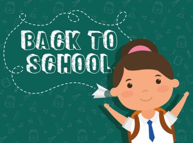 Öğrenci kızla okul kartına geri dön.