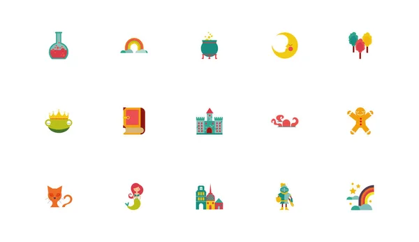 Bundle of fairytales set icons — ストックベクタ