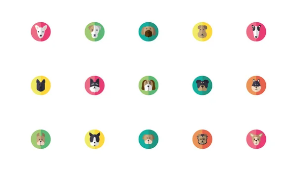 Pacote de ícones bonitos cabeças de cães —  Vetores de Stock