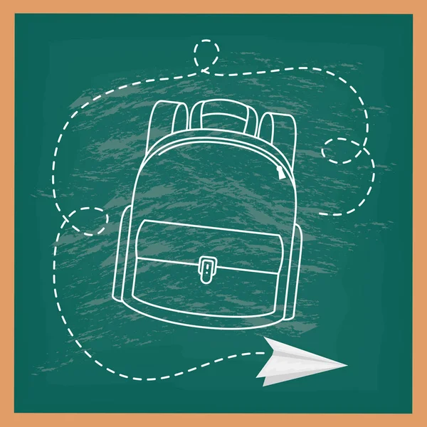 Zurück zum Schulausweis mit Tafel und Schultasche — Stockvektor