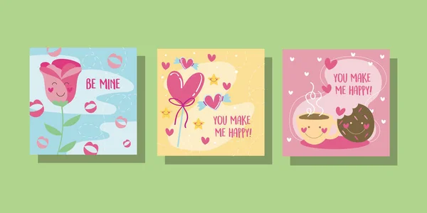 Paquete de tarjetas de día de San Valentín — Archivo Imágenes Vectoriales
