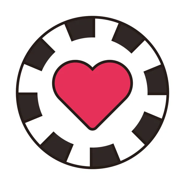 Casino chip with heart isolated icon — 스톡 벡터