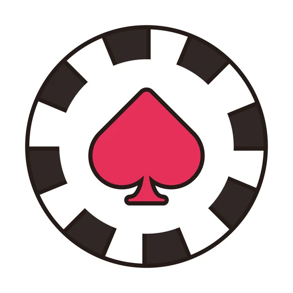 Chip de casino con la pala icono aislado — Vector de stock