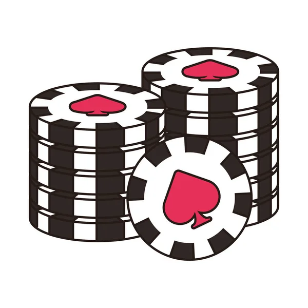Fichas de pila de casino con la pala icono aislado — Vector de stock
