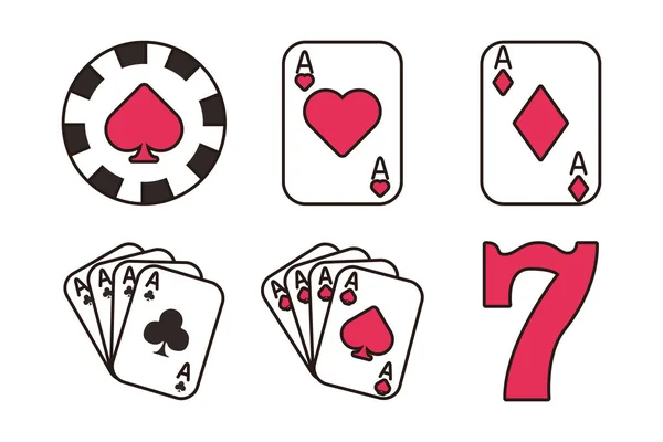 Bundel van casino set pictogrammen — Stockvector